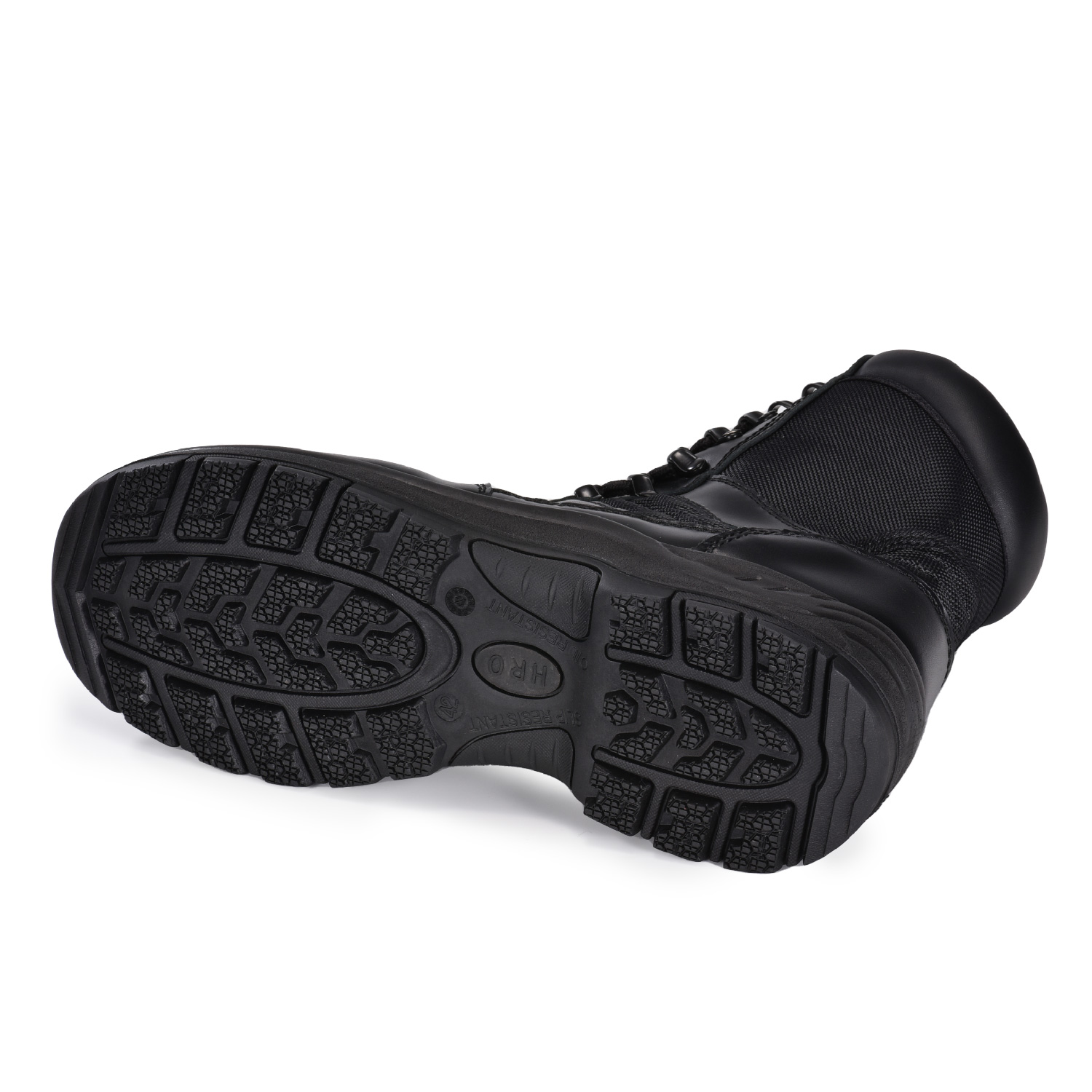 Czarne skórzane buty bojowe wojskowe/wojskowe do użytku na zewnątrz lub zabezpieczające H-9551