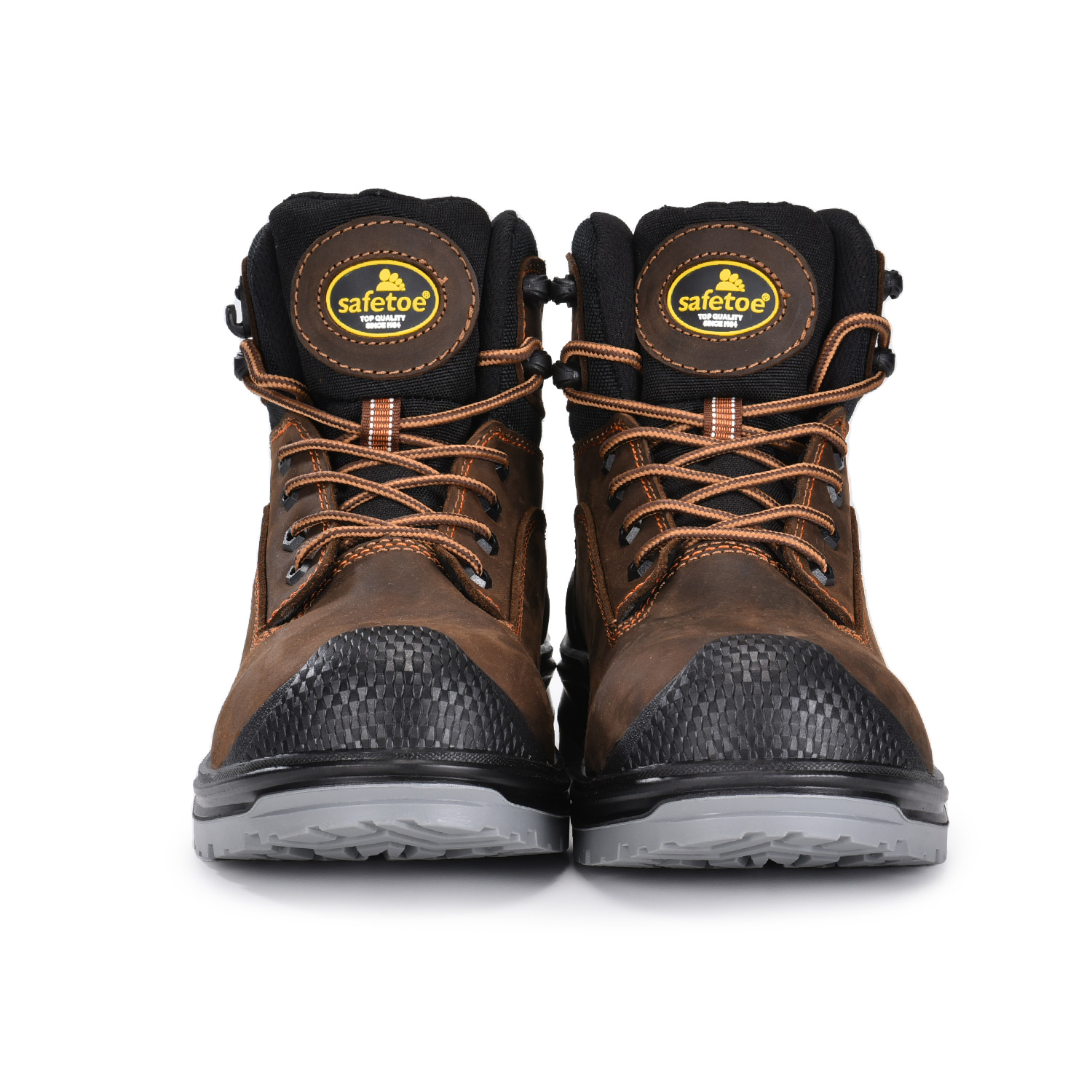 Męskie buty robocze z tłustą skórą nubukową w kolorze ciemnobrązowym M-8556B