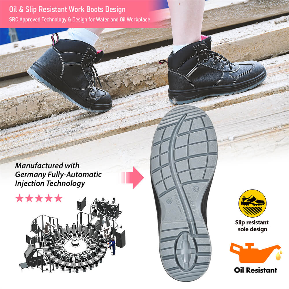 Wodoodporne Skórzane Czarne Robocze Buty Robocze dla Kobiet M-8516W