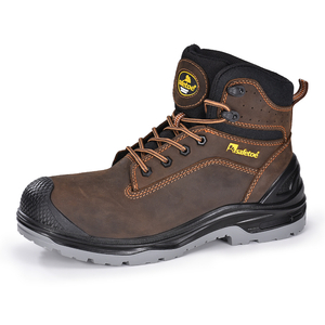 Męskie buty robocze z tłustą skórą nubukową w kolorze ciemnobrązowym M-8556B