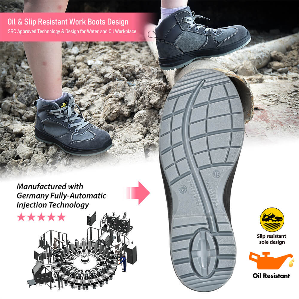 Damskie stalowe podnoski Najlepsze ochronne buty robocze dla pań M-8516W Zamsz