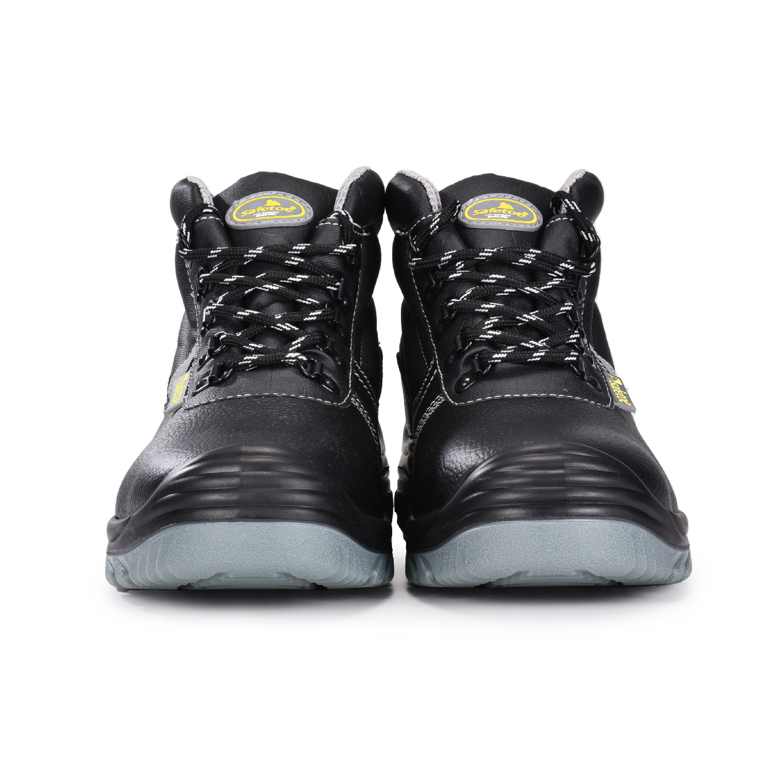 Męskie buty ochronne ze stali olejoodpornej, czarne, ze skóry bydlęcej M-8520