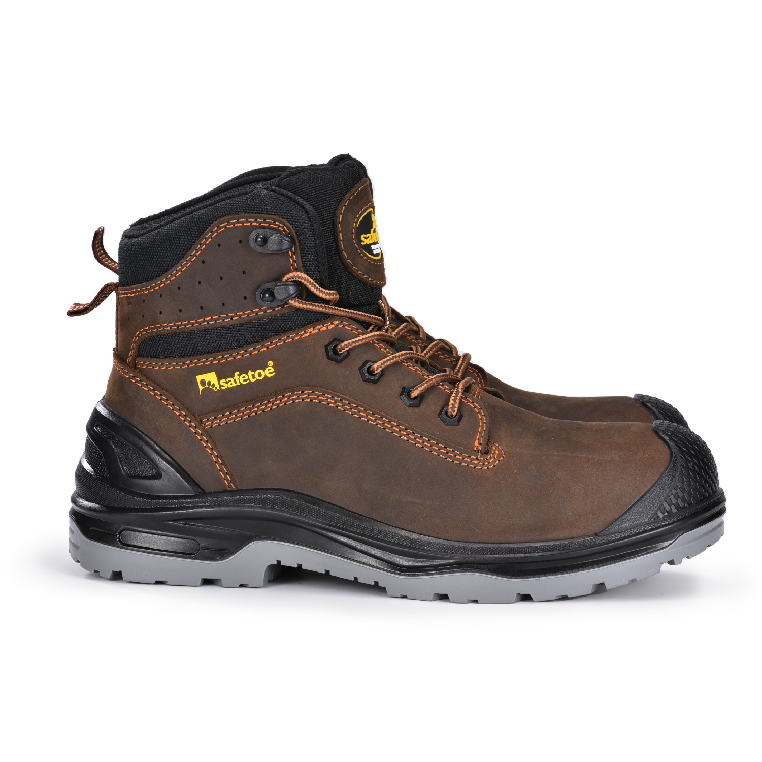 Męskie buty robocze z tłustą skórą nubukową w kolorze ciemnobrązowym M-8556B