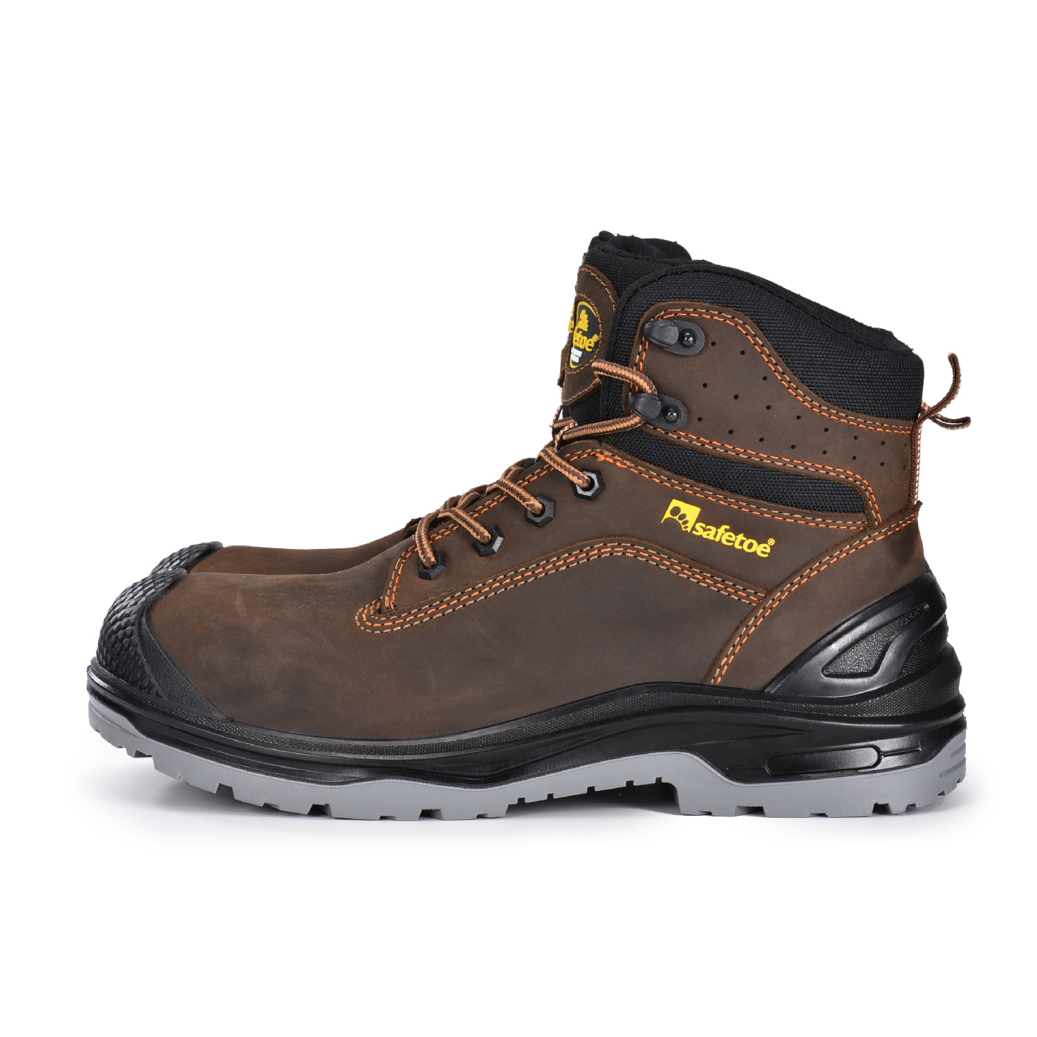 Męskie buty robocze z tłustą skórą nubukową w kolorze ciemnobrązowym M-8556B