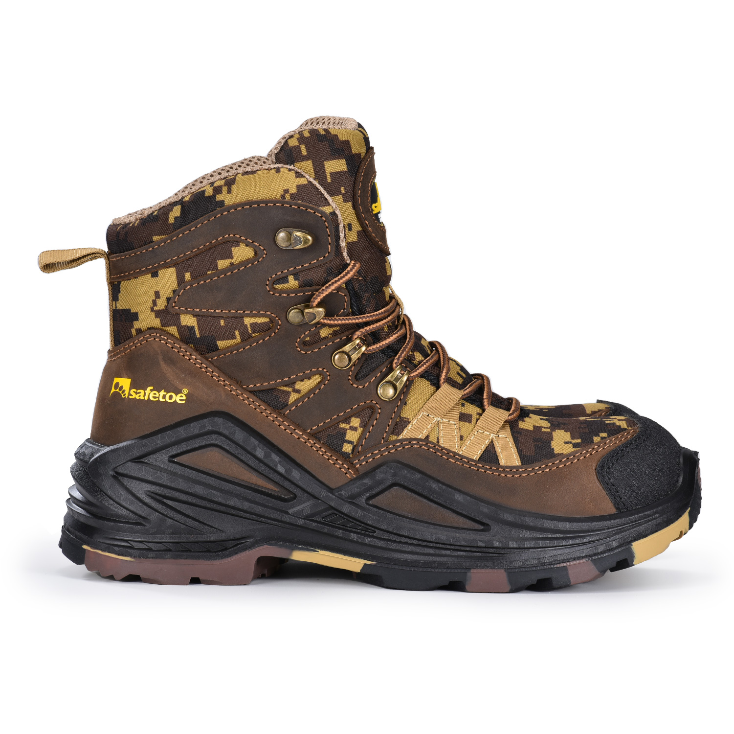 Buty ochronne w kamuflażu, odporne na ciepło i kwasy, niezawierające metalu M-855