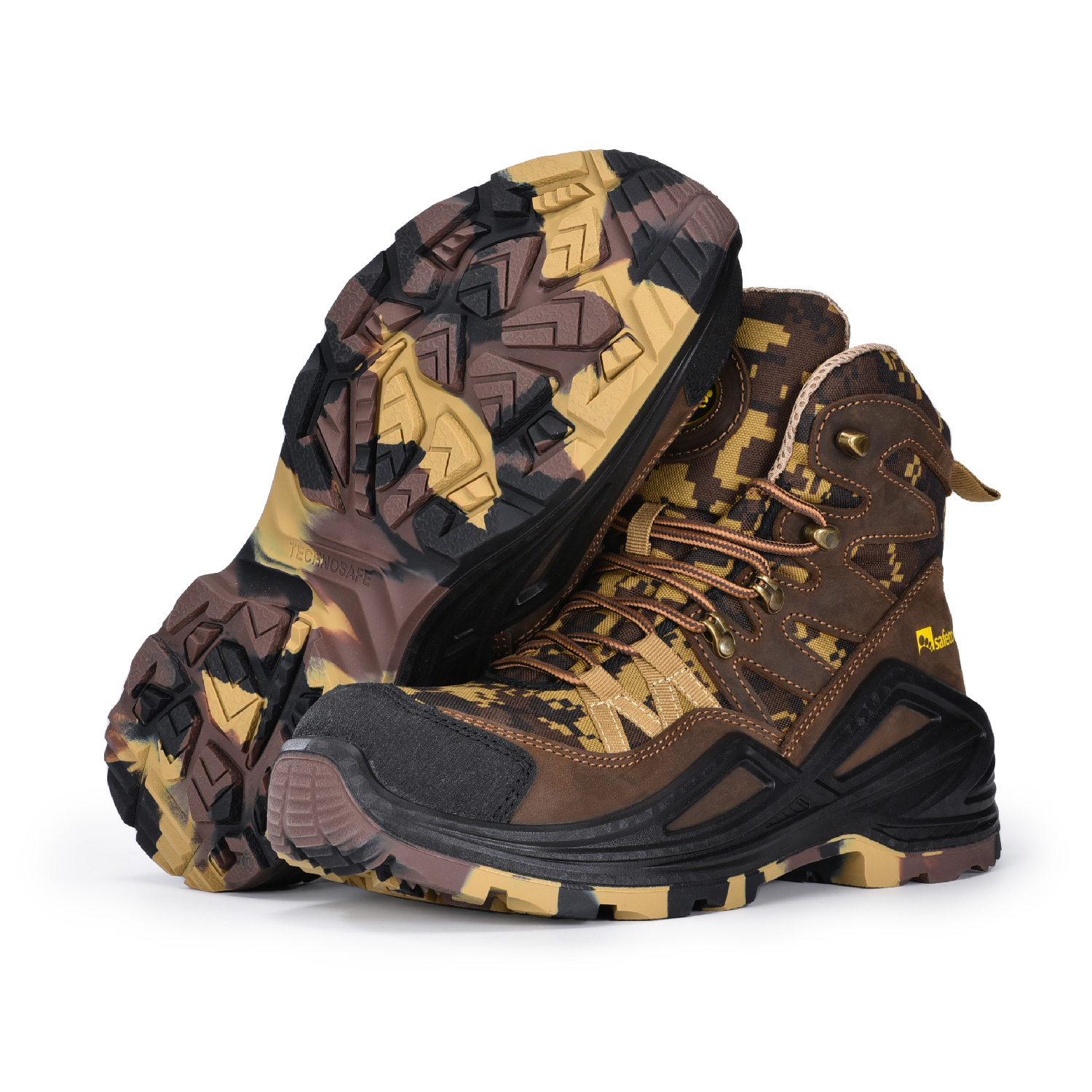 Buty ochronne w kamuflażu, odporne na ciepło i kwasy, niezawierające metalu M-855