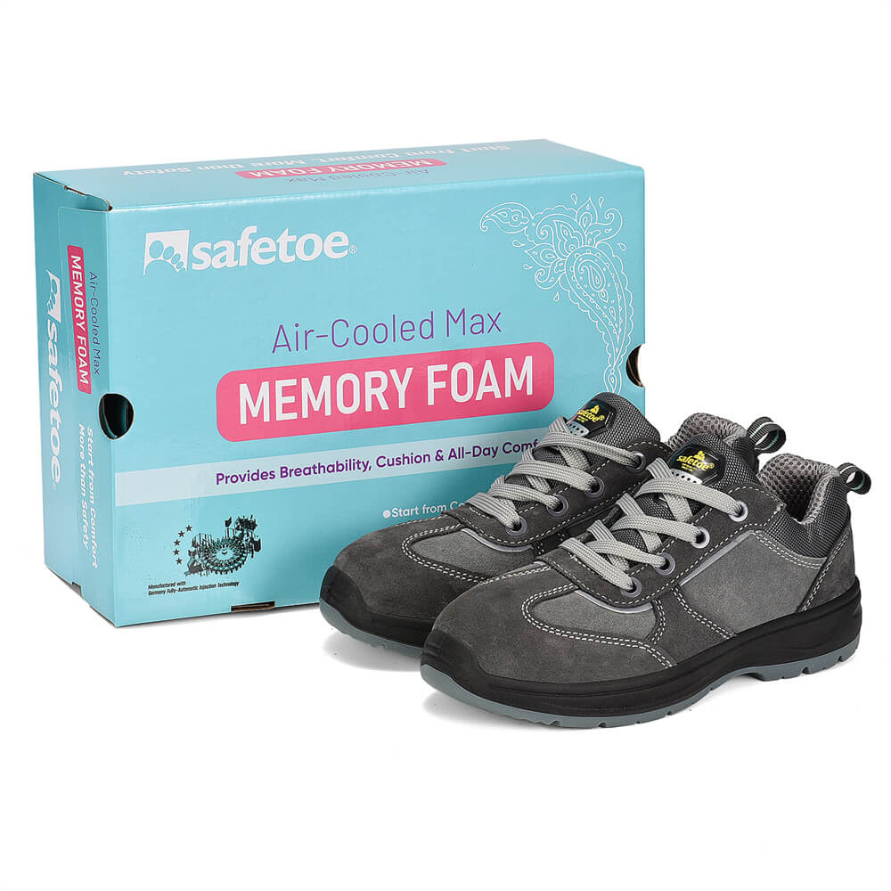 Damskie antypoślizgowe obuwie ochronne ze stalowymi noskami L-7508W Zamsz