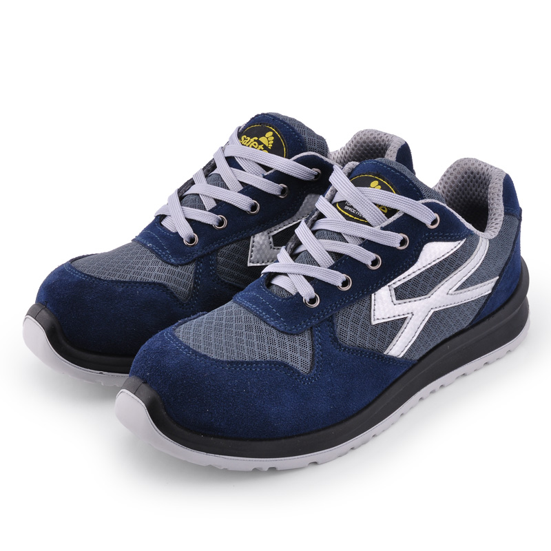 Oddychające obuwie ochronne ze skóry zamszowej L-7328 Niebieskie