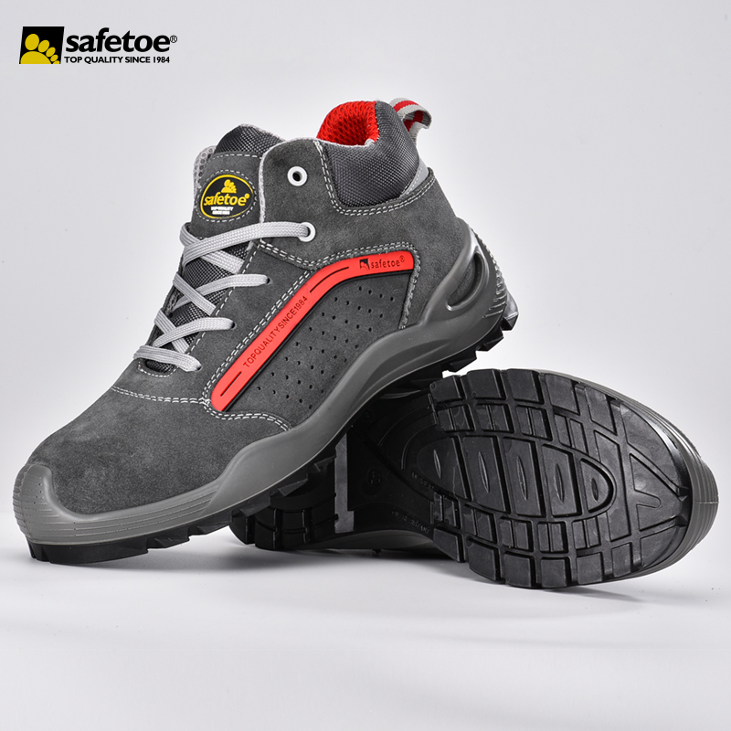 Buty robocze z krowiej skóry zamszowej S1P M-8377 szare