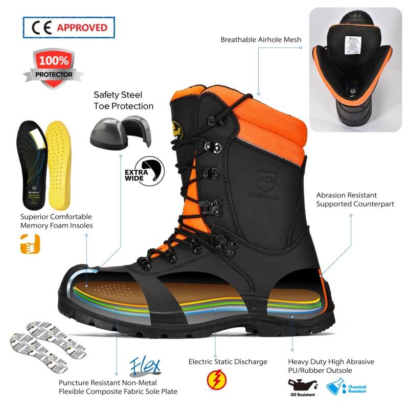Skórzane buty ochronne chroniące przed przetarciem piły łańcuchowej LMZ9051088