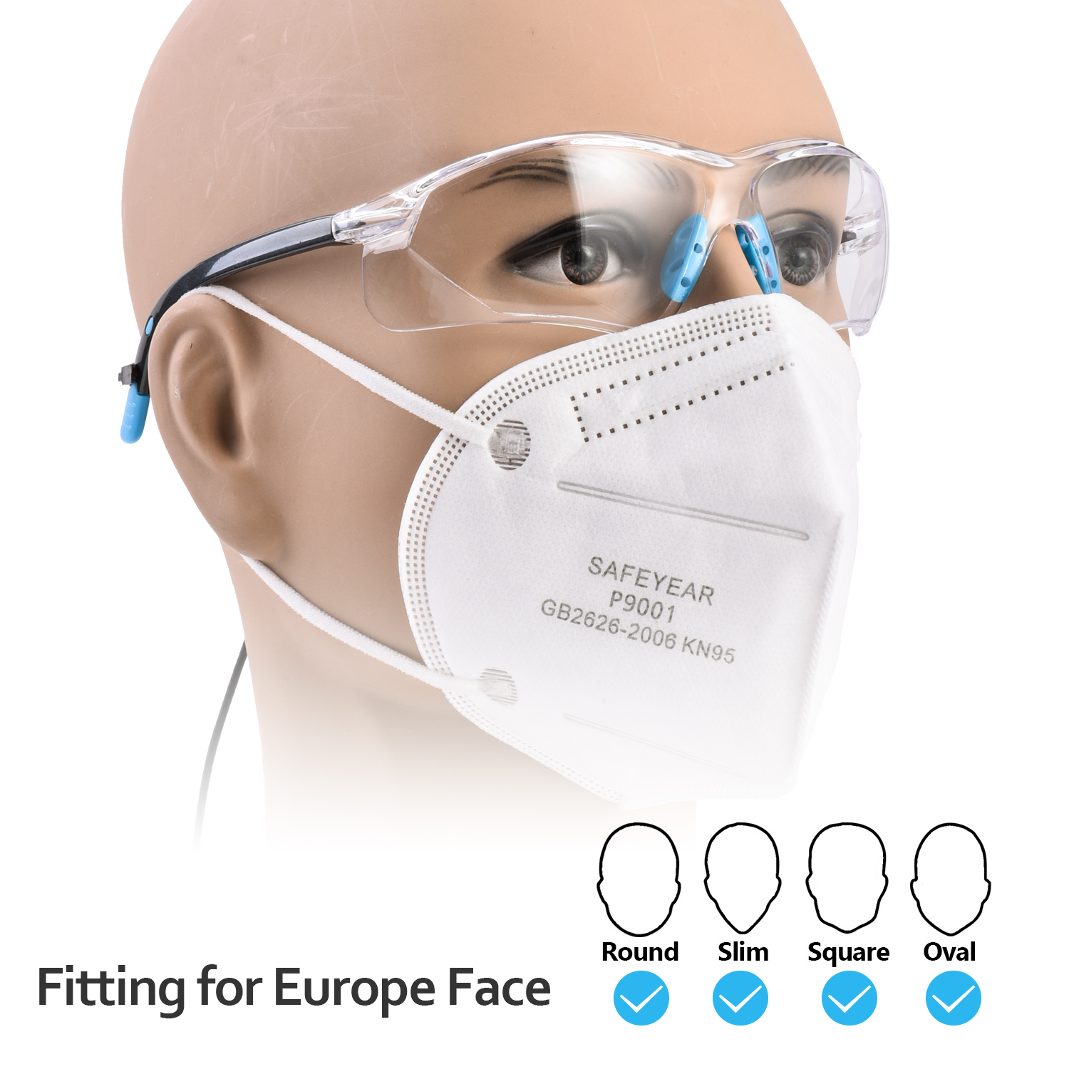 Okulary ochronne z certyfikatem CE SG003 niebieskie