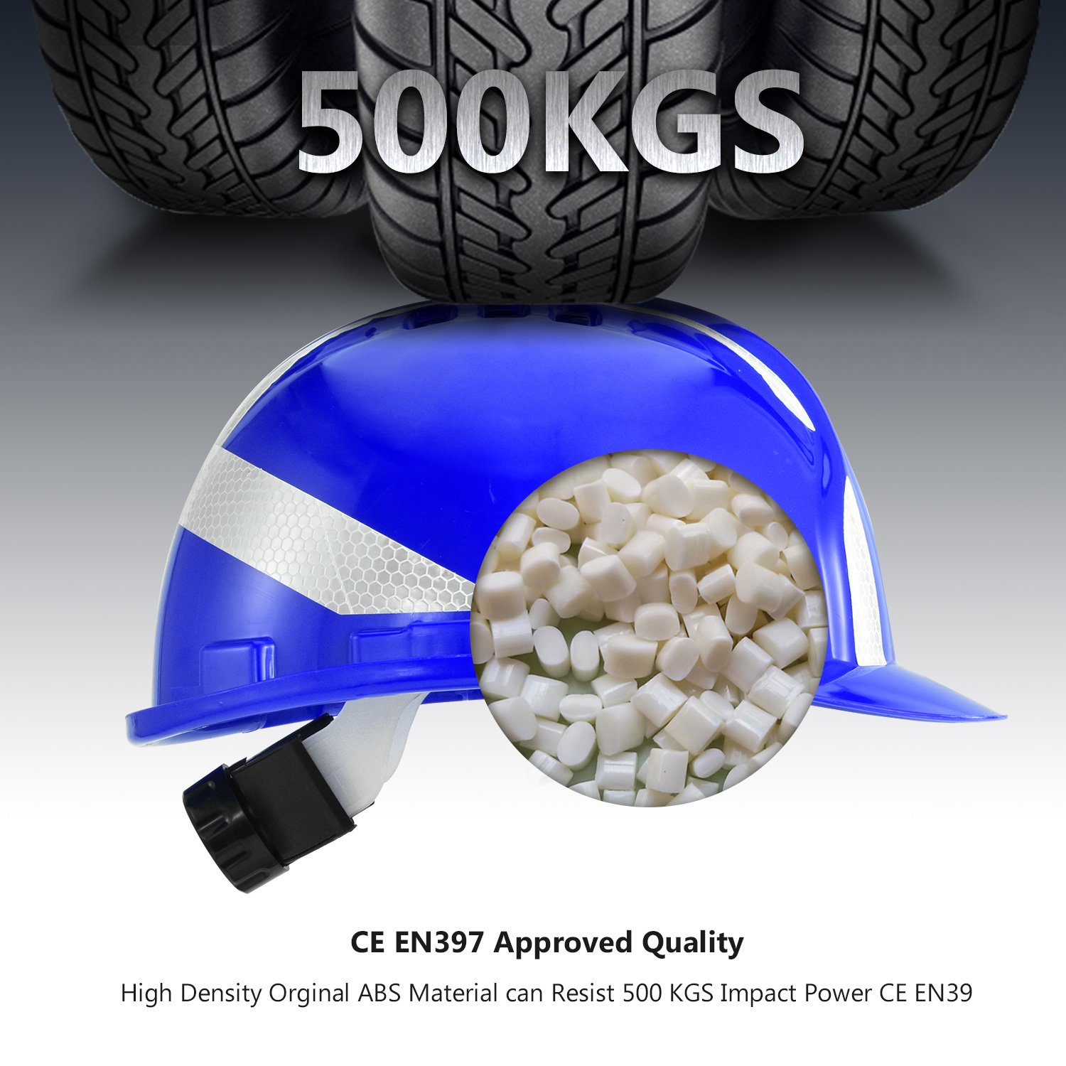 Niebieski hełm ochronny odblaskowy W-036 Niebieski