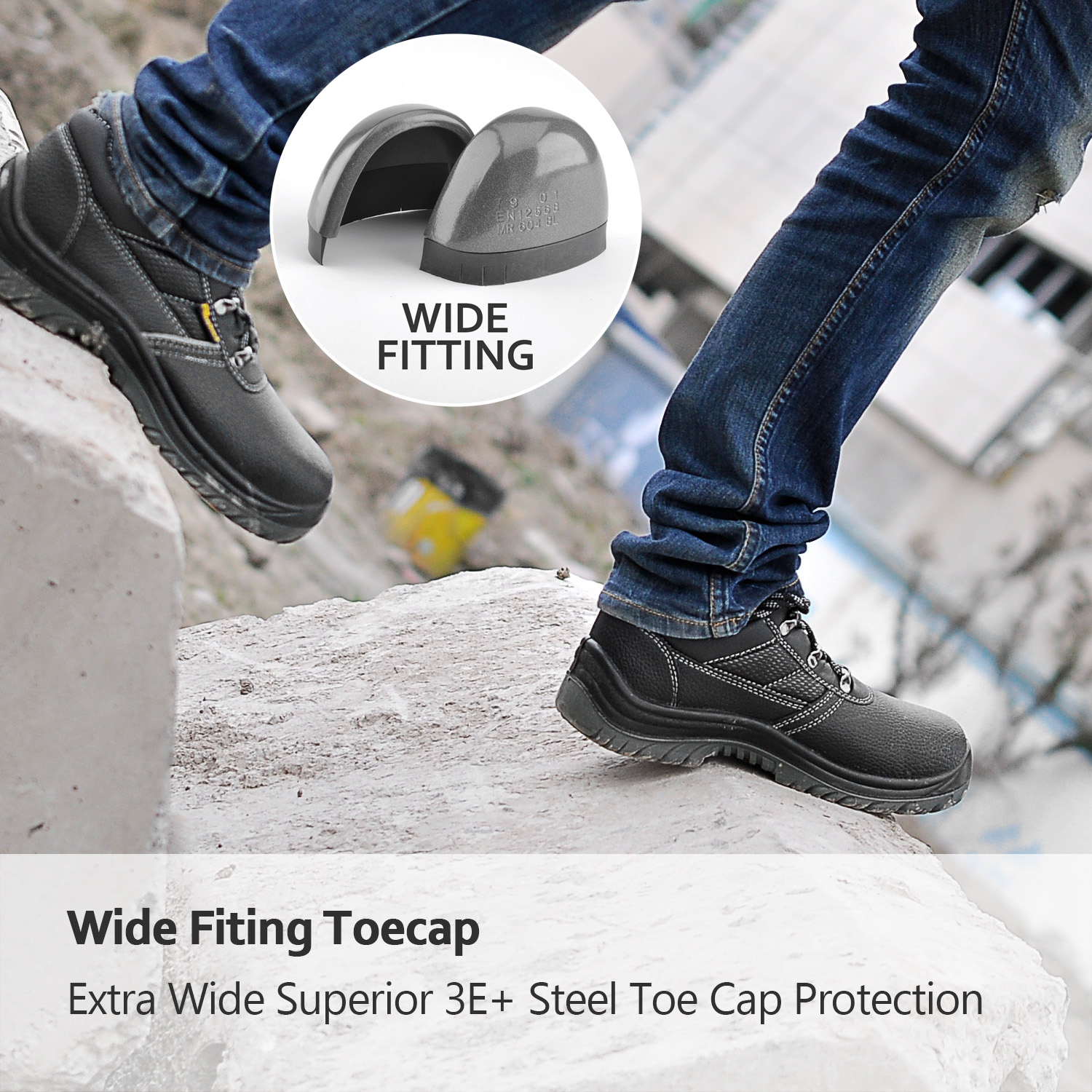 Szeroka szerokość pianki z pamięcią kształtu Lekkie oczyszczanie powięzi podeszwowej z osłoną śródstopia Damskie buty ze stalowymi noskami