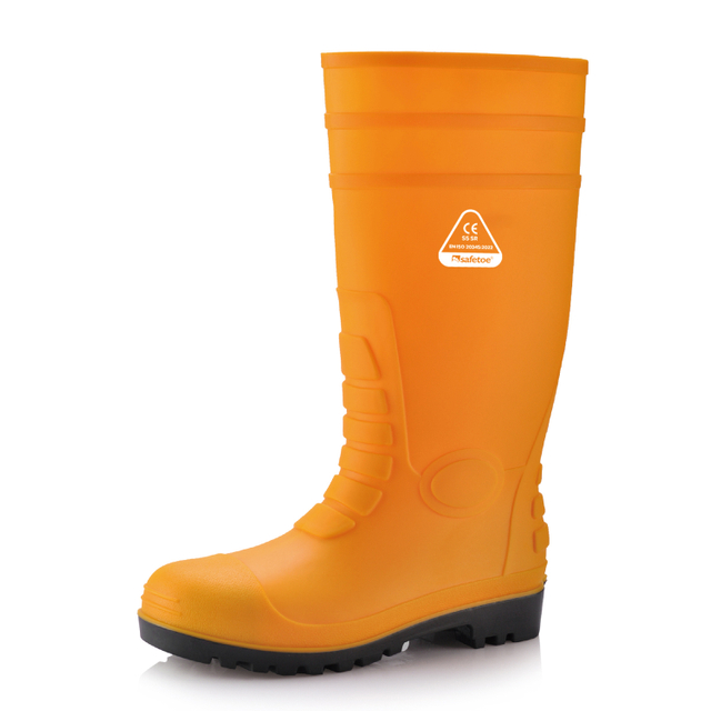 Kalosze ochronne S5 – wodoodporne buty robocze ze stalowymi noskami z PVC W-6038 żółte