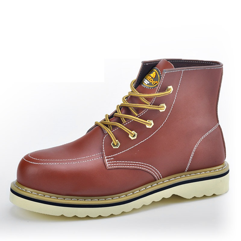 Sznurowane Buty Robocze Na Koturnie M-8076 Gładkie