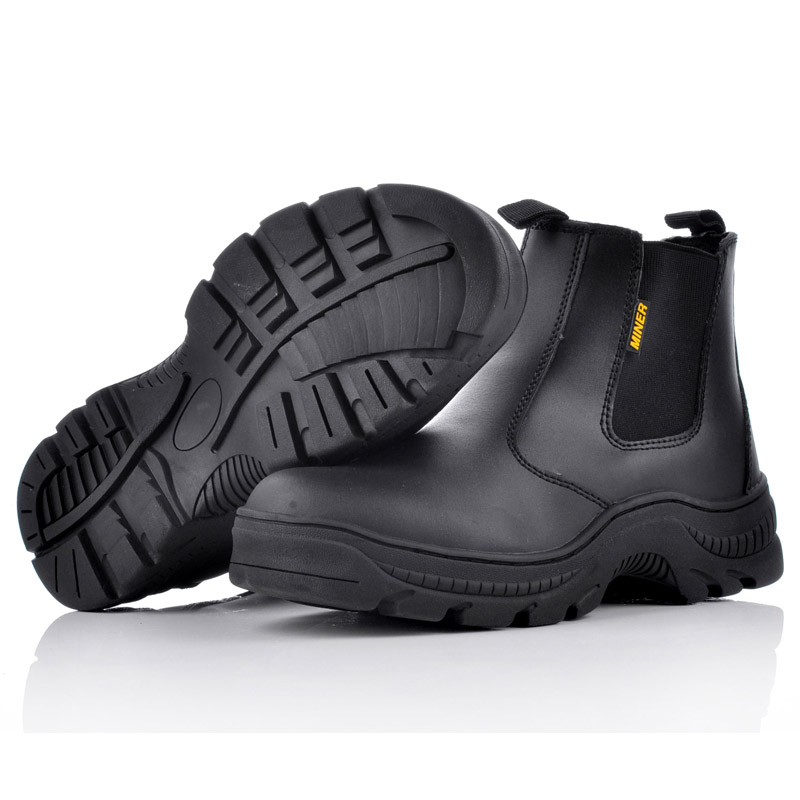 Wsuwane męskie górnicze buty robocze ochronne M-8025 gumowe czarne