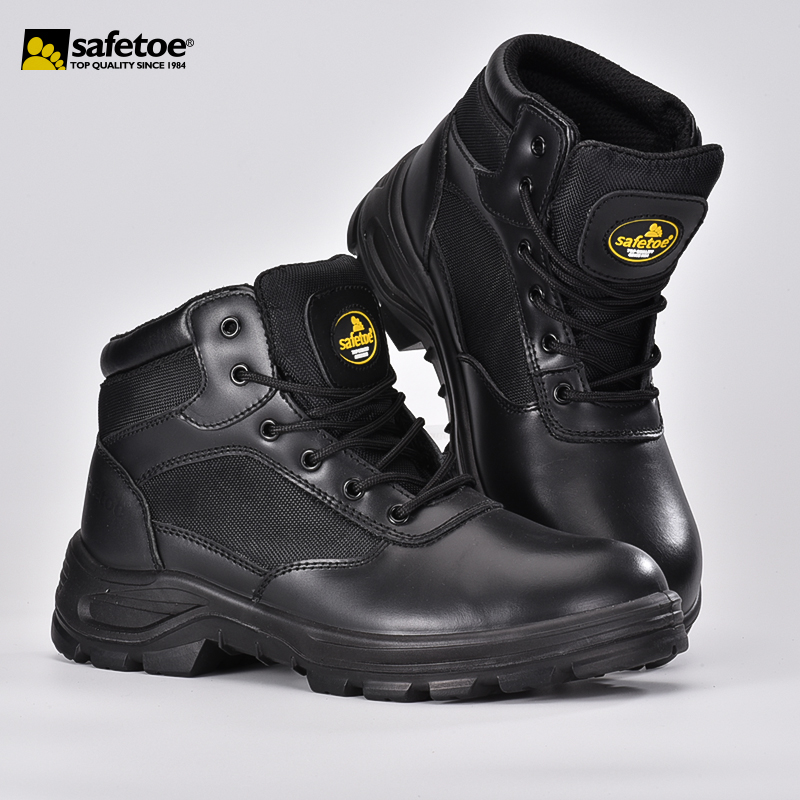 Czarne skórzane buty policyjne M-8515NS