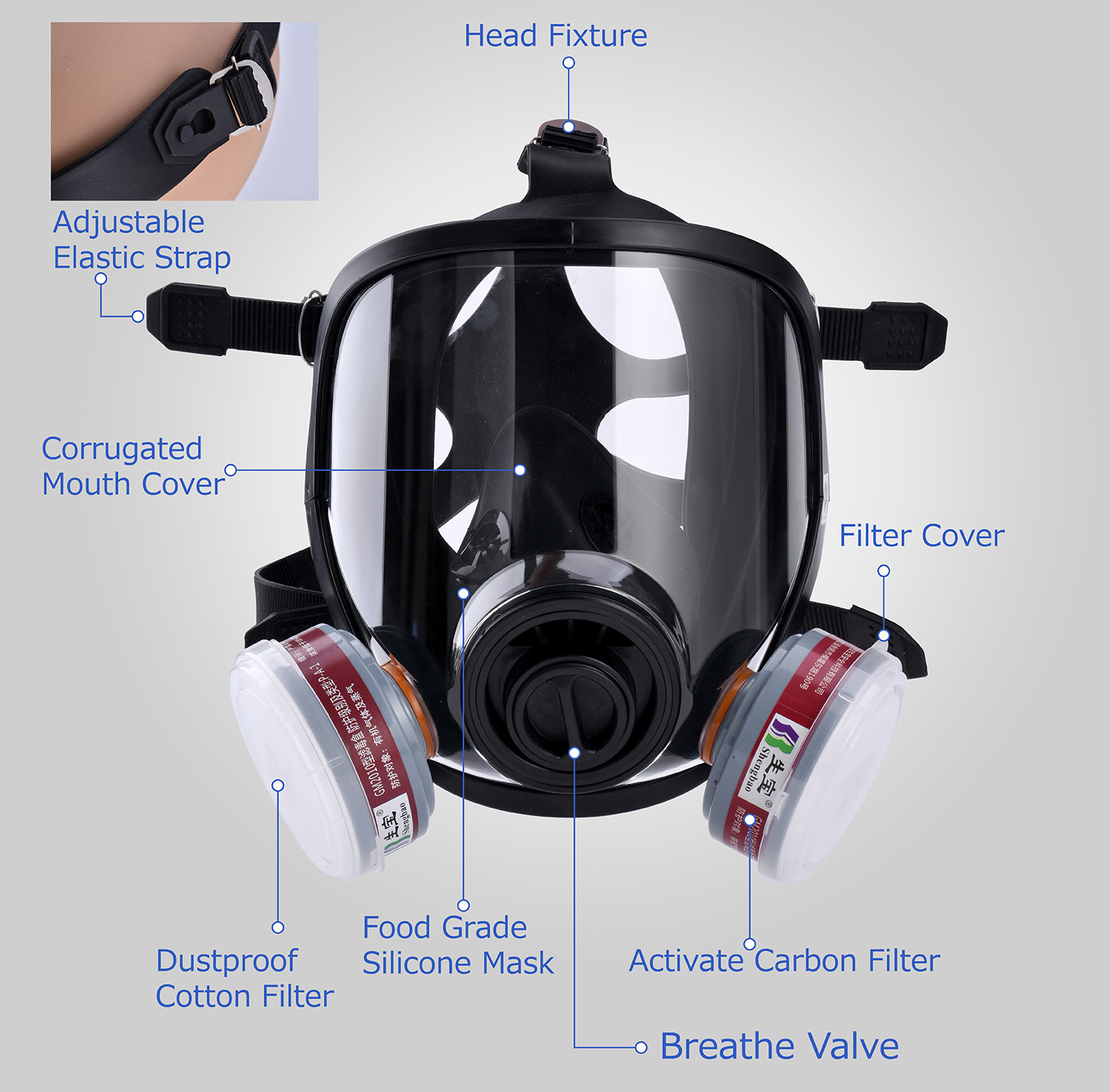 Respirator pełnotwarzowy dla pracowników chemicznych GM8200