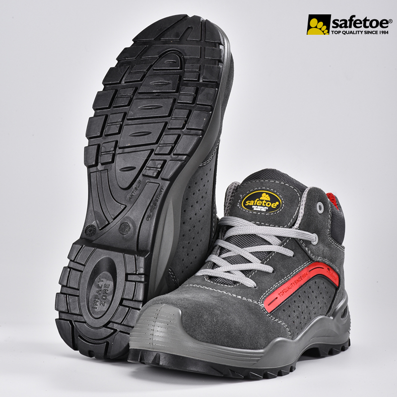 Buty robocze z krowiej skóry zamszowej S1P M-8377 szare