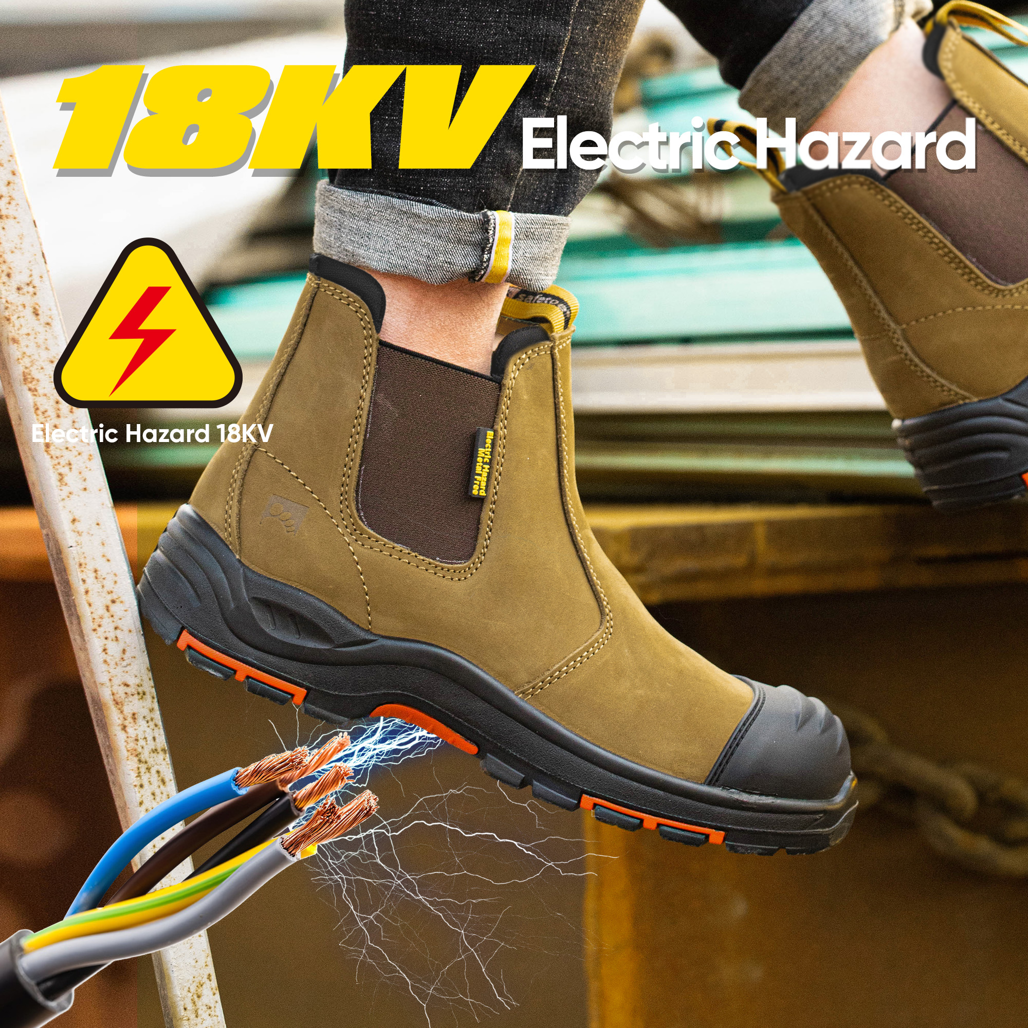 Zatwierdzone przez ASTM wsuwane, elektroizolacyjne, gumowe buty ochronne M-8025NB InstaGuard Chelsea