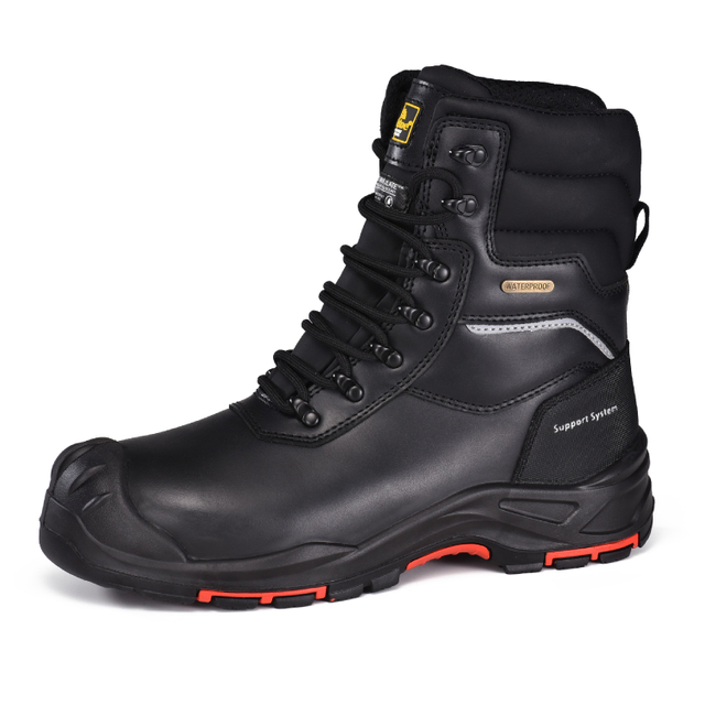Czarne izolowane zimowe buty ochronne | Buty robocze do pracy w przemyśle naftowym i gazowym H-9552BK